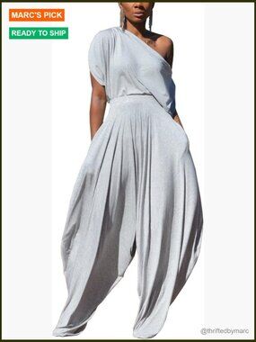 2 Piece Tracksuit Set: Off Shoulder Top & Harem Pants Lounge Set